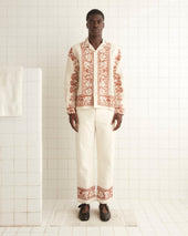 Cross-Stitched Rose Garland Long Sleeve Shirt