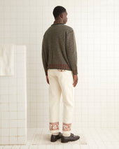 Cross-Stitched Rose Garland Trousers