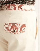 Cross-Stitched Rose Garland Trousers