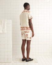 Cross-Stitched Rose Garland Short Sleeve Shirt