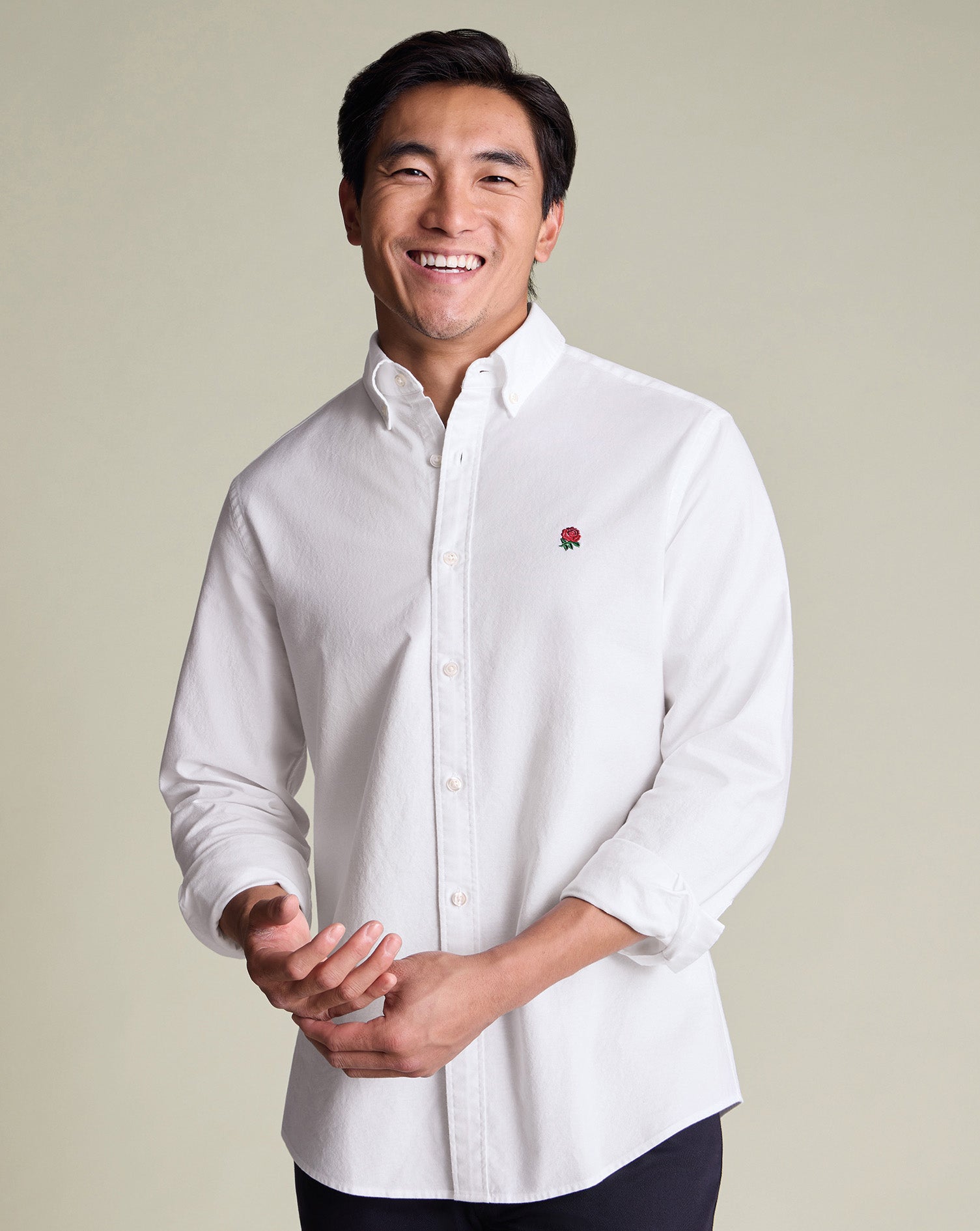 Chemise Oxford délavée England Rugby - Blanc