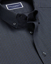 Brushed Cotton Twill Check Shirt - Dark Grey