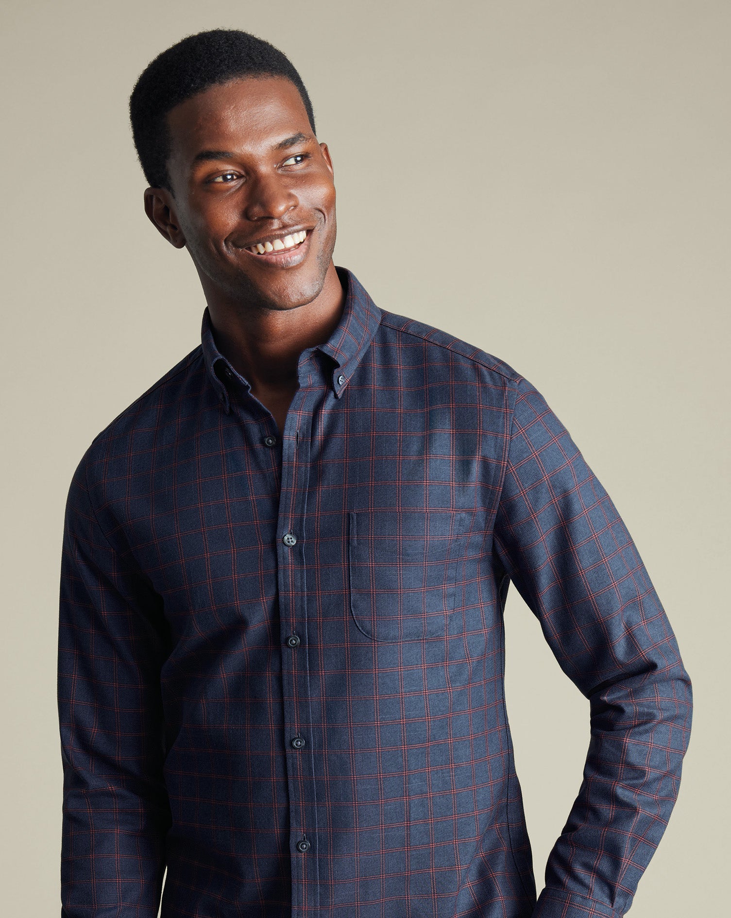 Non Iron Twill Check Shirt Heather Red