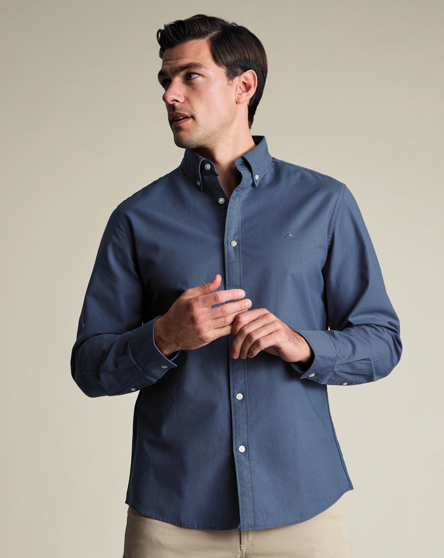 Button-Down Stretch Washed Oxford Shirt – Airforce Blue