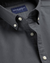Button Down Stretch Washed Oxford Shirt Gray