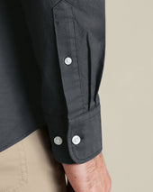 Button Down Stretch Washed Oxford Shirt Gray