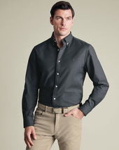 Button Down Stretch Washed Oxford Shirt Gray