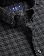 Non Iron Twill Check Shirt Grey Black