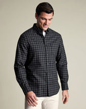 Non Iron Twill Check Shirt Grey Black