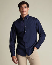 Stretch Washed Oxford Shirt - Dark Blue
