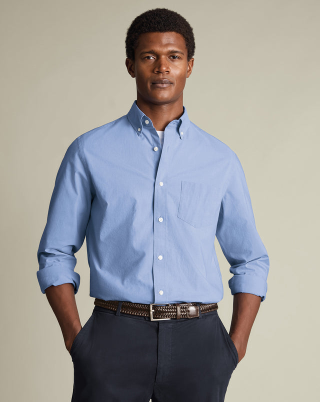 Button-Down Stretch Washed Poplin Shirt – Cornflower Blue