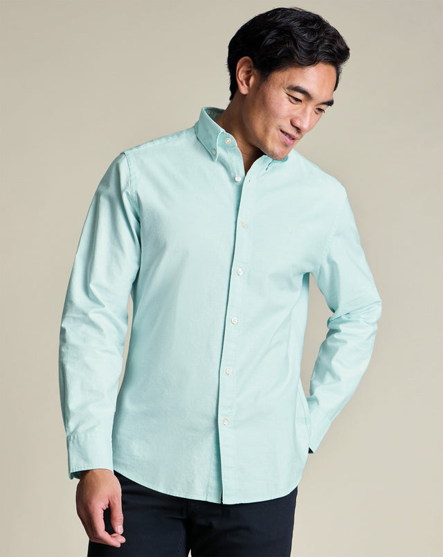 Button-Down Stretch Washed Oxford Shirt - Aqua