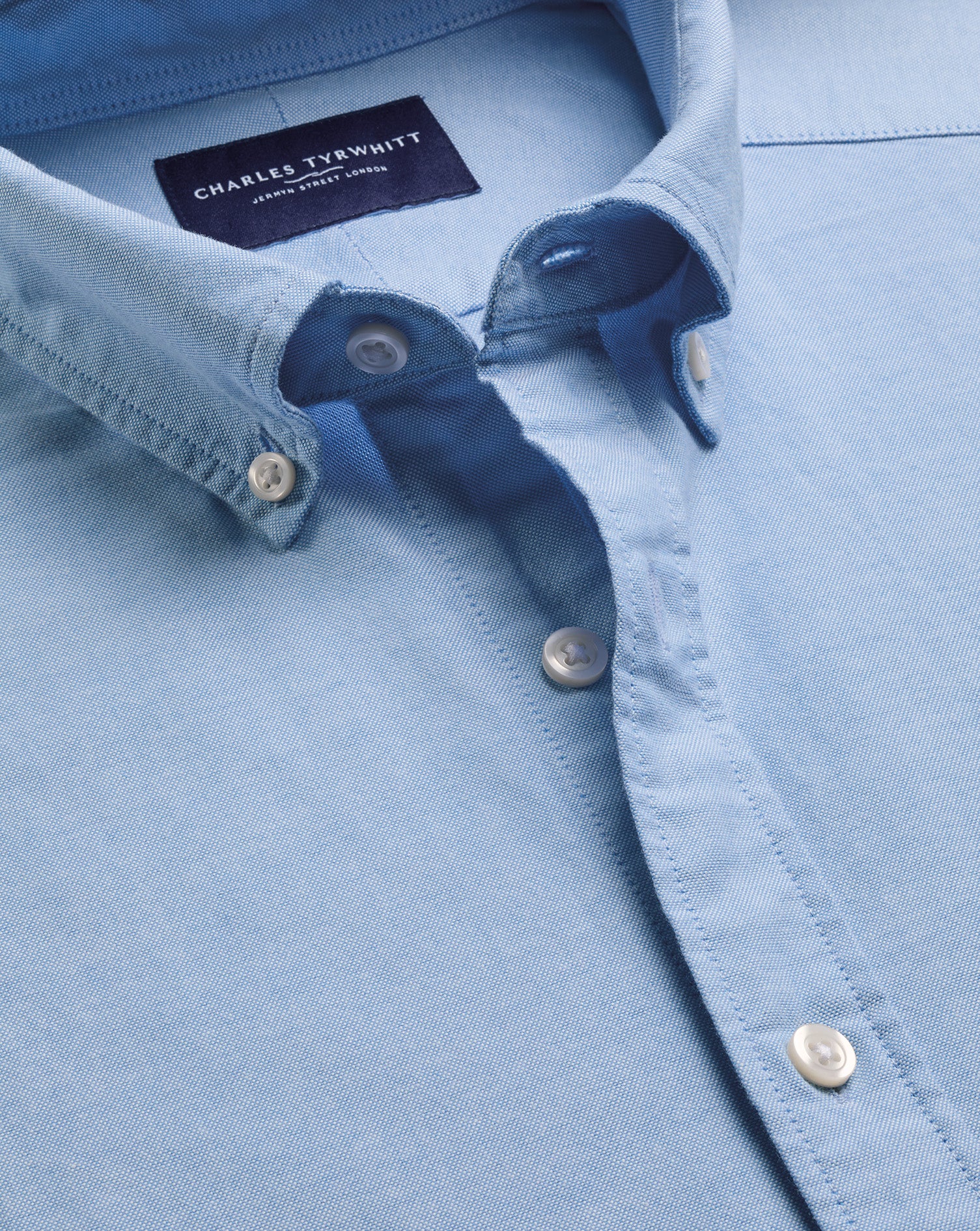 Short Sleeve Button-Down Stretch Washed Oxford Shirt – Sky Blue