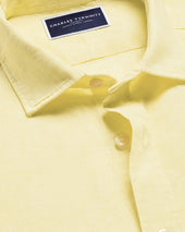 Short Sleeve Pure Linen Shirt Lemon