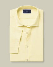 Short Sleeve Pure Linen Shirt Lemon