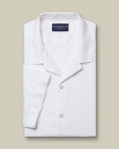 Short Sleeve Revere Pure Linen Shirt
