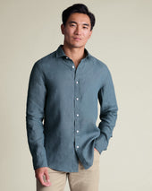 Shirt en pur lin – Bleu charron