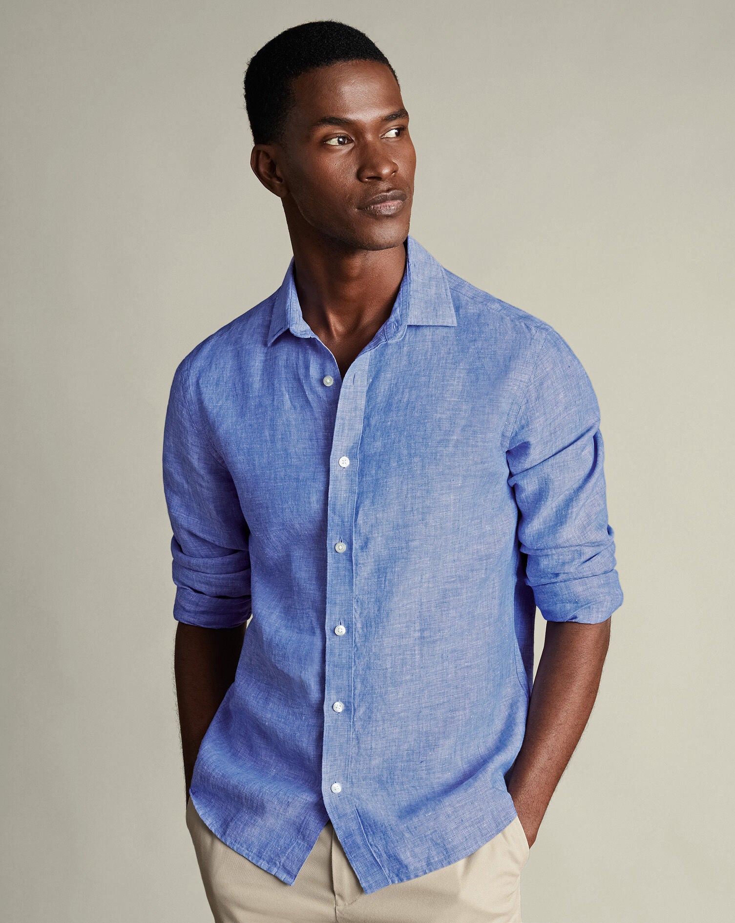 Pure Linen Shirt - Cobalt Blue