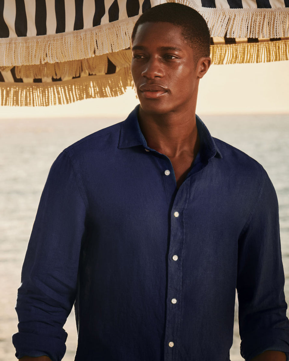Shirt en pur lin – Bleu marine