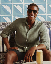 Chemise en pur lin – Vert Olive