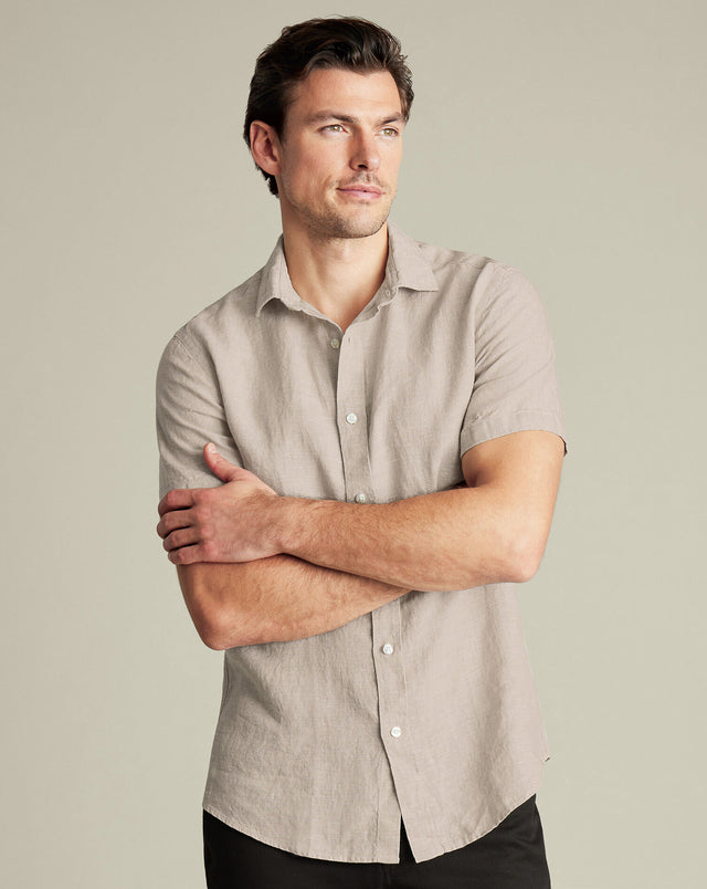 Pure Linen Short Sleeve Shirt - Oatmeal