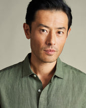 Short Sleeve Pure Linen Shirt Green