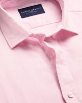 Pure Linen Short Sleeve Shirt Pink