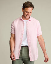 Pure Linen Short Sleeve Shirt Pink