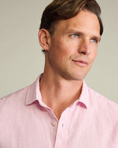 Pure Linen Short Sleeve Shirt Pink