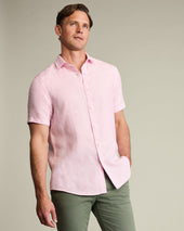 Pure Linen Short Sleeve Shirt Pink