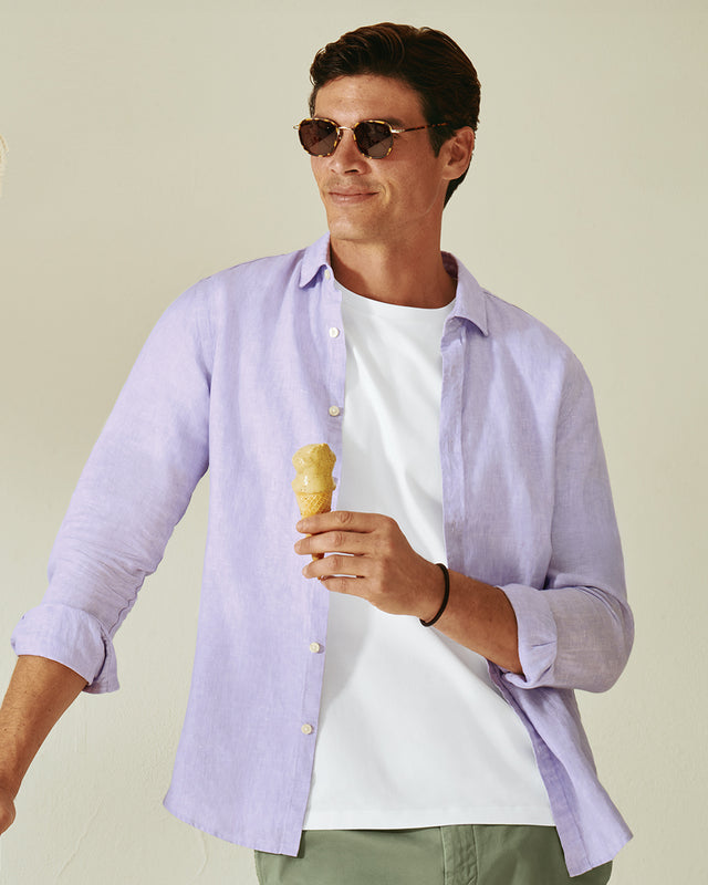 Pure Linen Shirt - Lilac