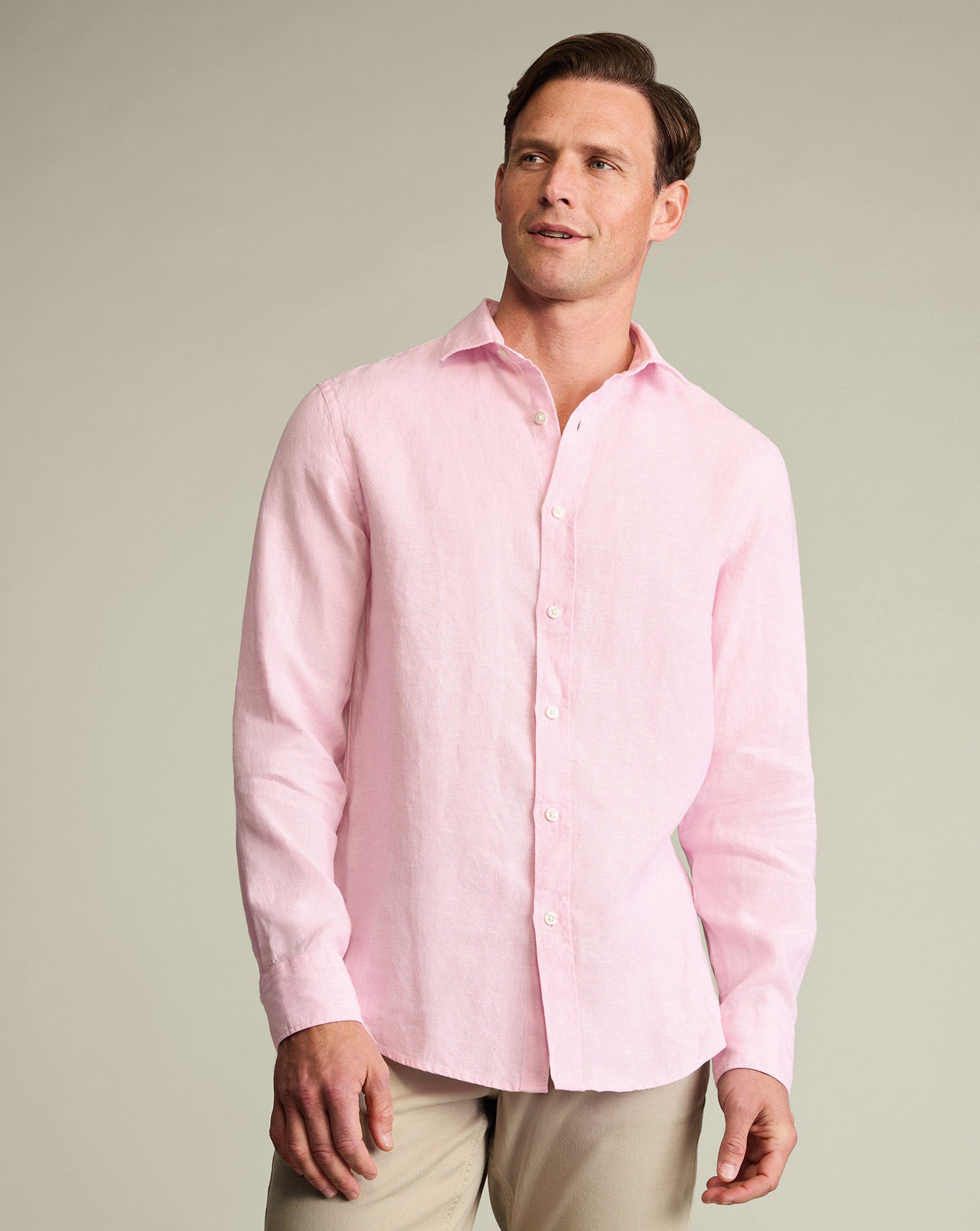 Pure Linen Shirt - Pink