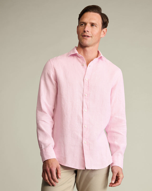 Pure Linen Shirt - Pink
