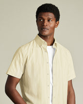 Short Sleeve Non-Iron Stretch Poplin Shirt - Yellow