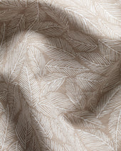 Short Sleeve Cotton Linen Leaf Print Shirt Mocha
