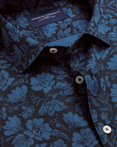 Short Sleeve Cotton Linen Floral Print Shirt