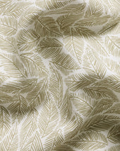 Short Sleeve Cotton Linen Leaf Print Shirt Green