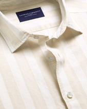 Short Sleeve Cotton Linen Stripe Shirt