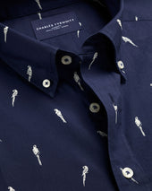 Short Sleeve Stretch Washed Poplin Print Shirt