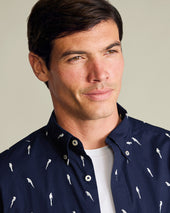 Short Sleeve Stretch Washed Poplin Print Shirt