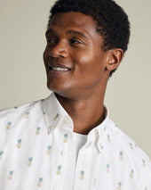 Short Sleeve Stretch Washed Poplin Print Shirt