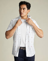 Short Sleeve Non Iron Poplin Ice Cream Print Shirt