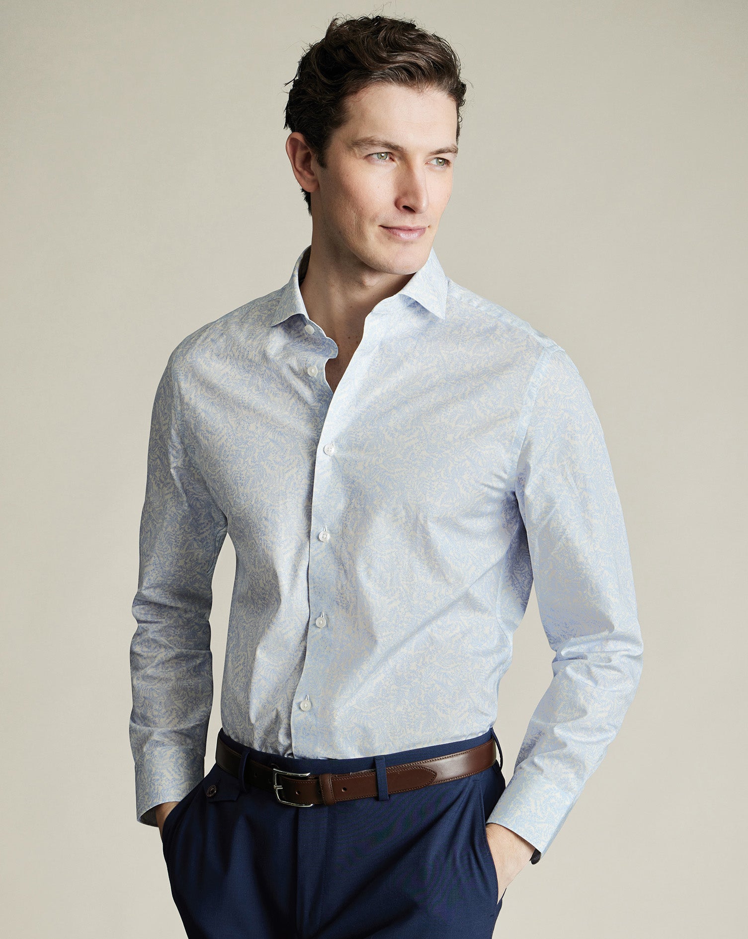 Shirt à motif floral en tissu Liberty - Bleu clair