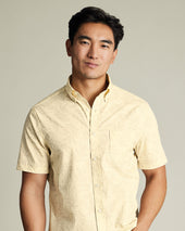 Short Sleeve Non-Iron Poplin Print Shirt - Yellow