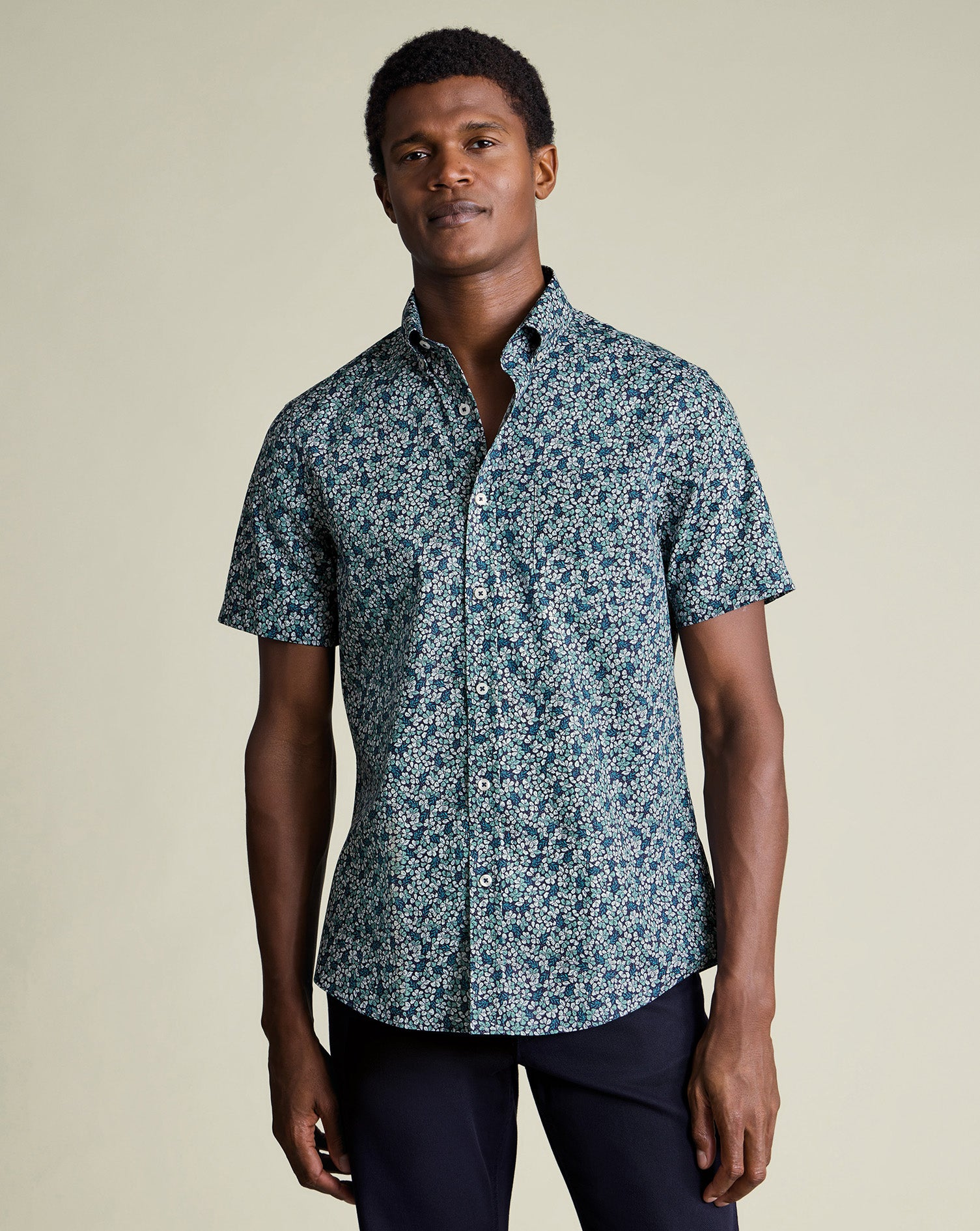 Short Sleeve Non Iron Stretch Floral Print Shirt