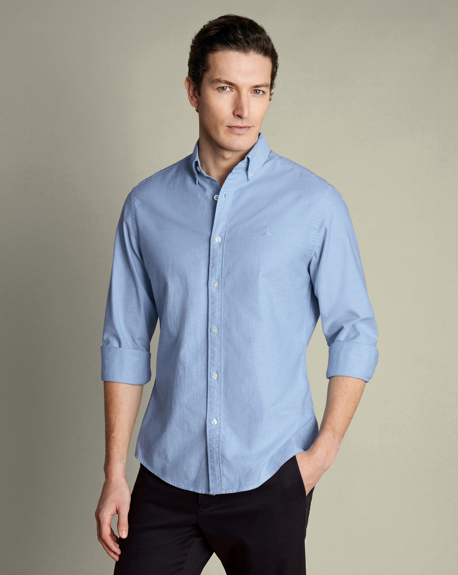 Button-Down Stretch Washed Oxford Shirt – Sky Blue