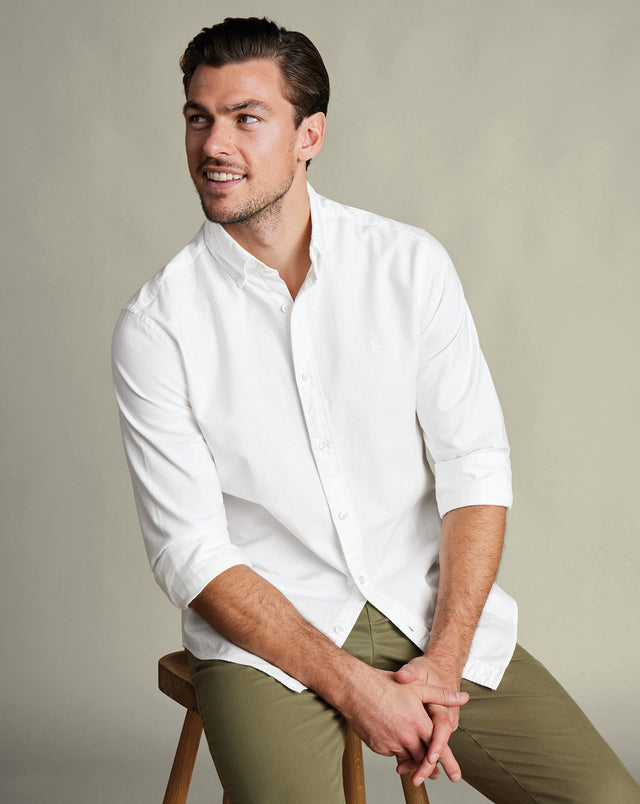 Button-Down Stretch Washed Oxford Shirt – White