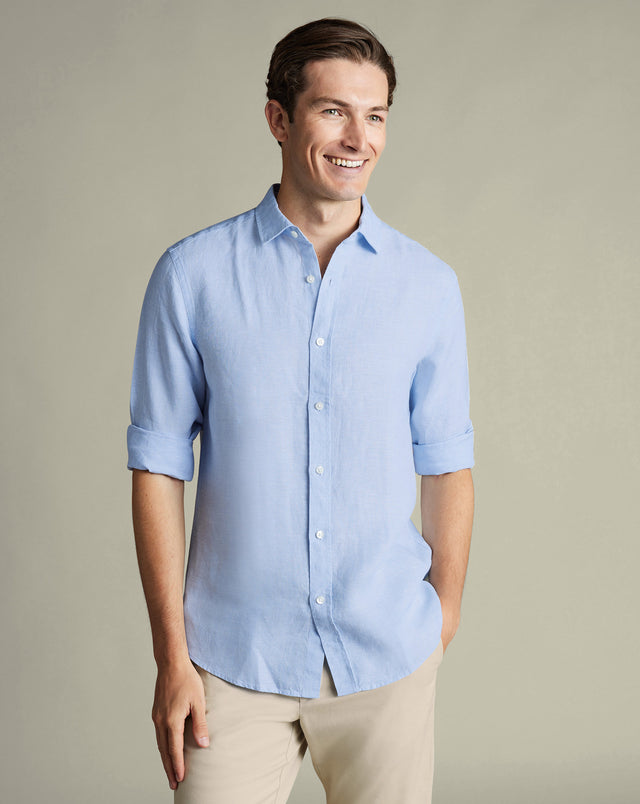 Pure Linen Shirt – Sky Blue