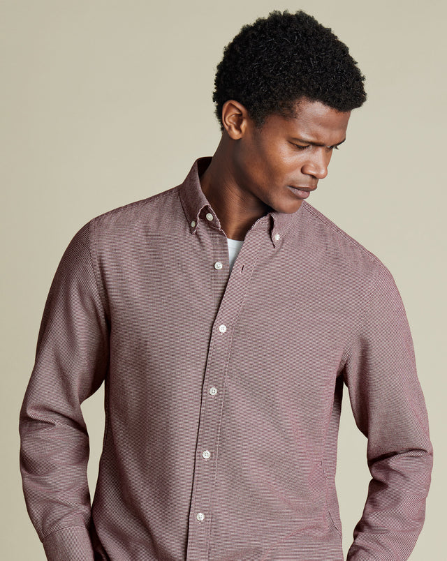 Dobby Flannel Shirt - Burgundy