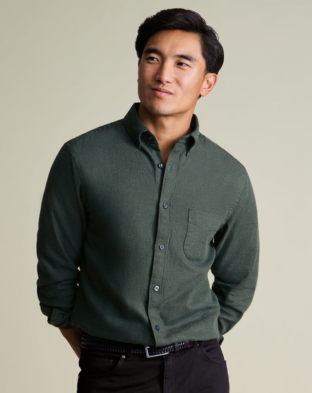 Textured Flannel Shirt - Sage Green